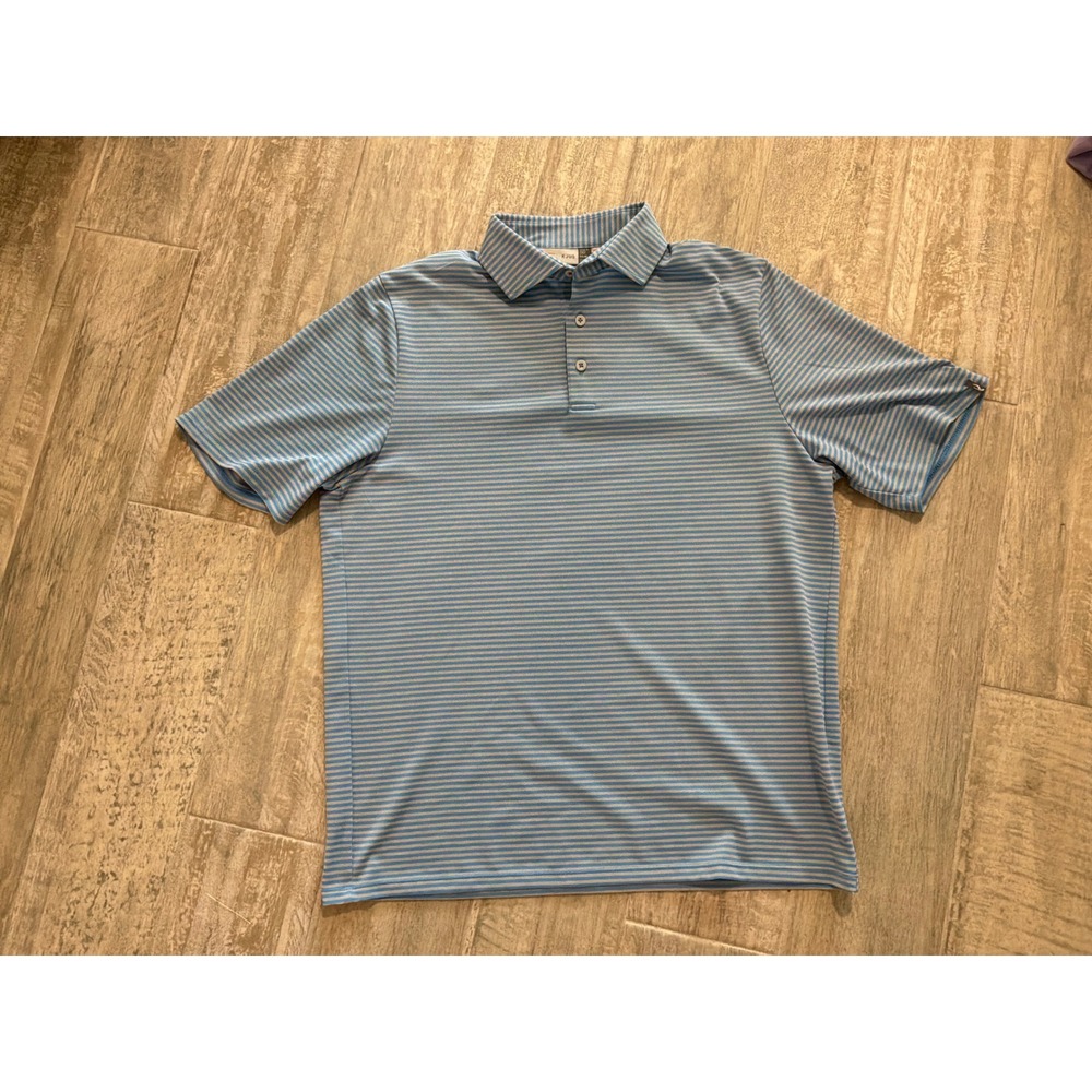 Kjus Mens Comfort Fit Golf Polo Shirt Blue White Striped UPF 30+ Size 50 M